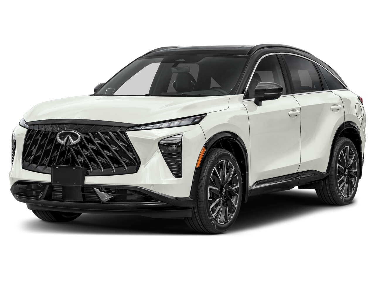 2027 INFINITI QX65 AUTOGRAPH in Radiant White/Black Obsidian — front three-quarter view
