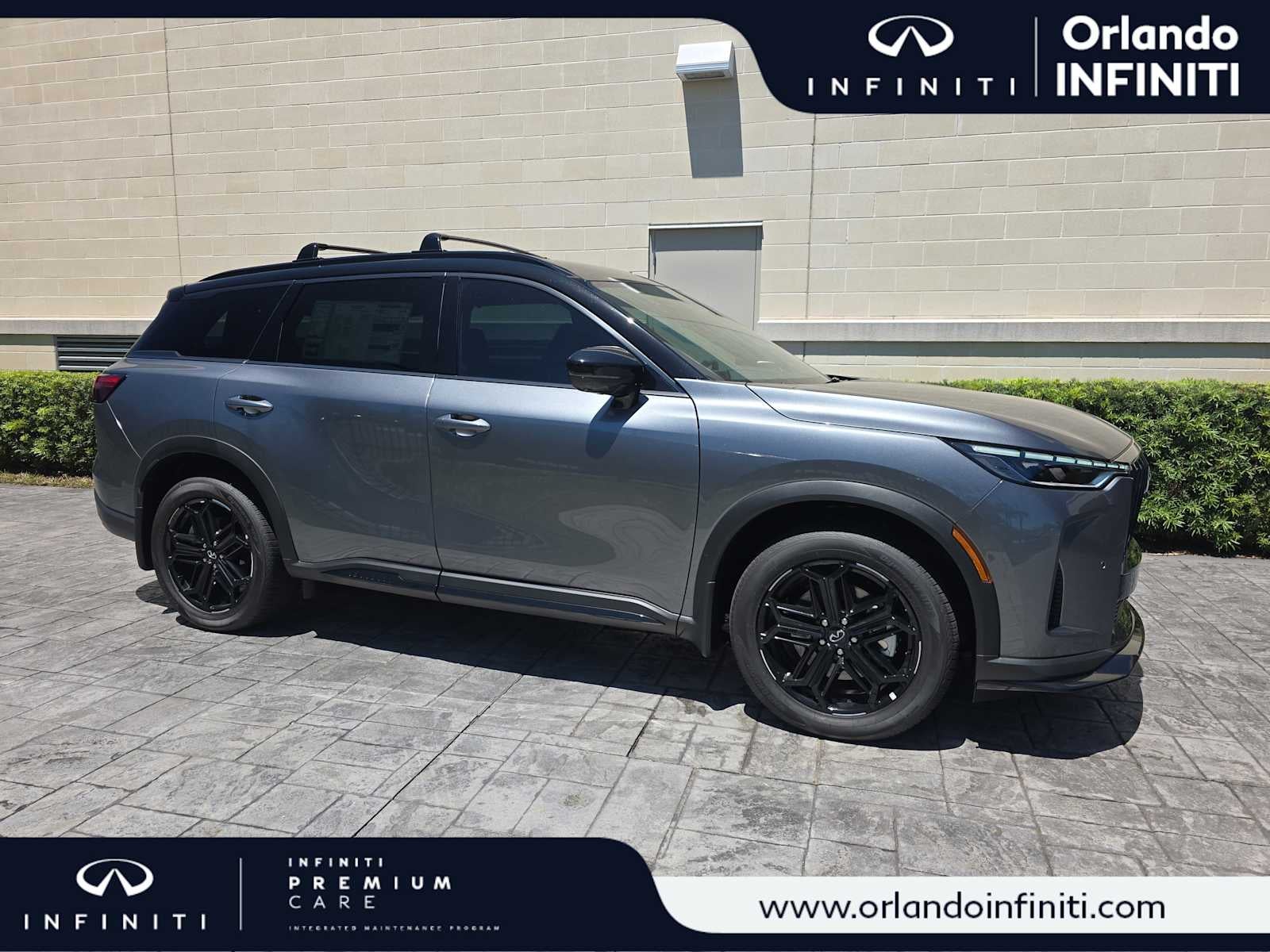 2026 INFINITI QX60 SPORT in Graphite Shadow/Black Obsidian — front three-quarter view