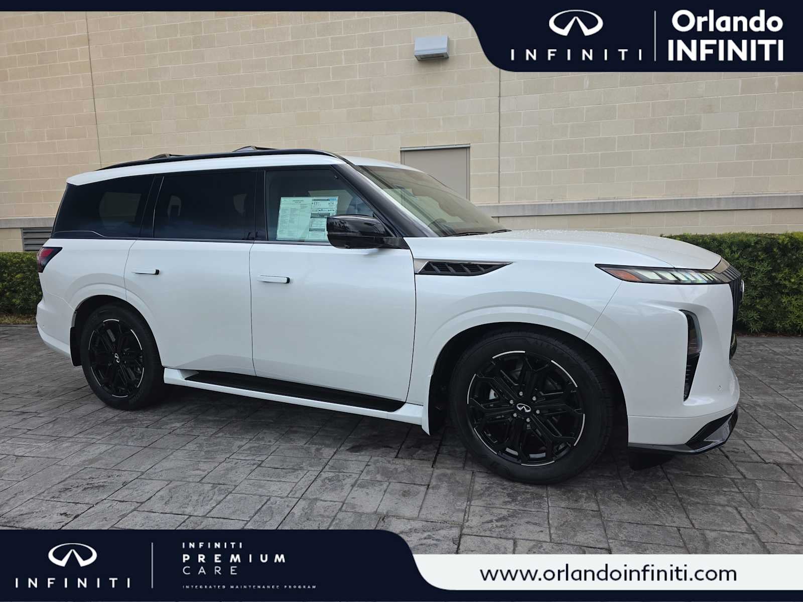 2026 INFINITI QX80 SPORT in Radiant White — front three-quarter view